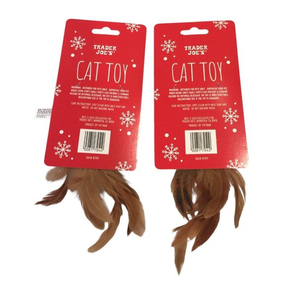 Trader Joe's 2025 Holiday Mouse with Feathers Cat Toys Set of 2 - Picture 3 of 3